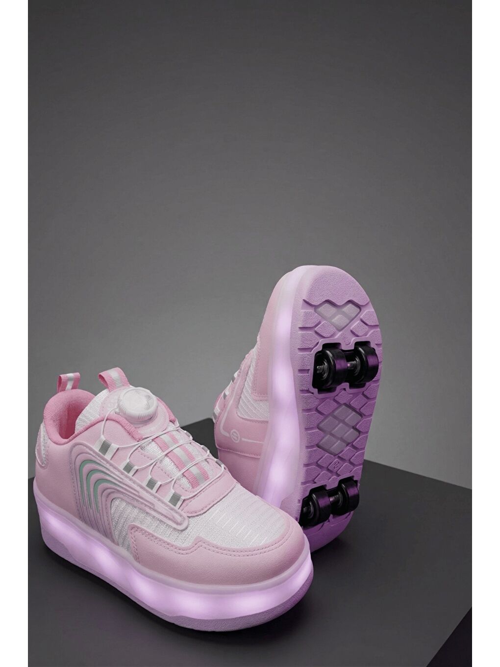 Pembe FLOW Çocuk Işıklı Patenli Tekerlekli Sneaker Spor Ayakkabı-2