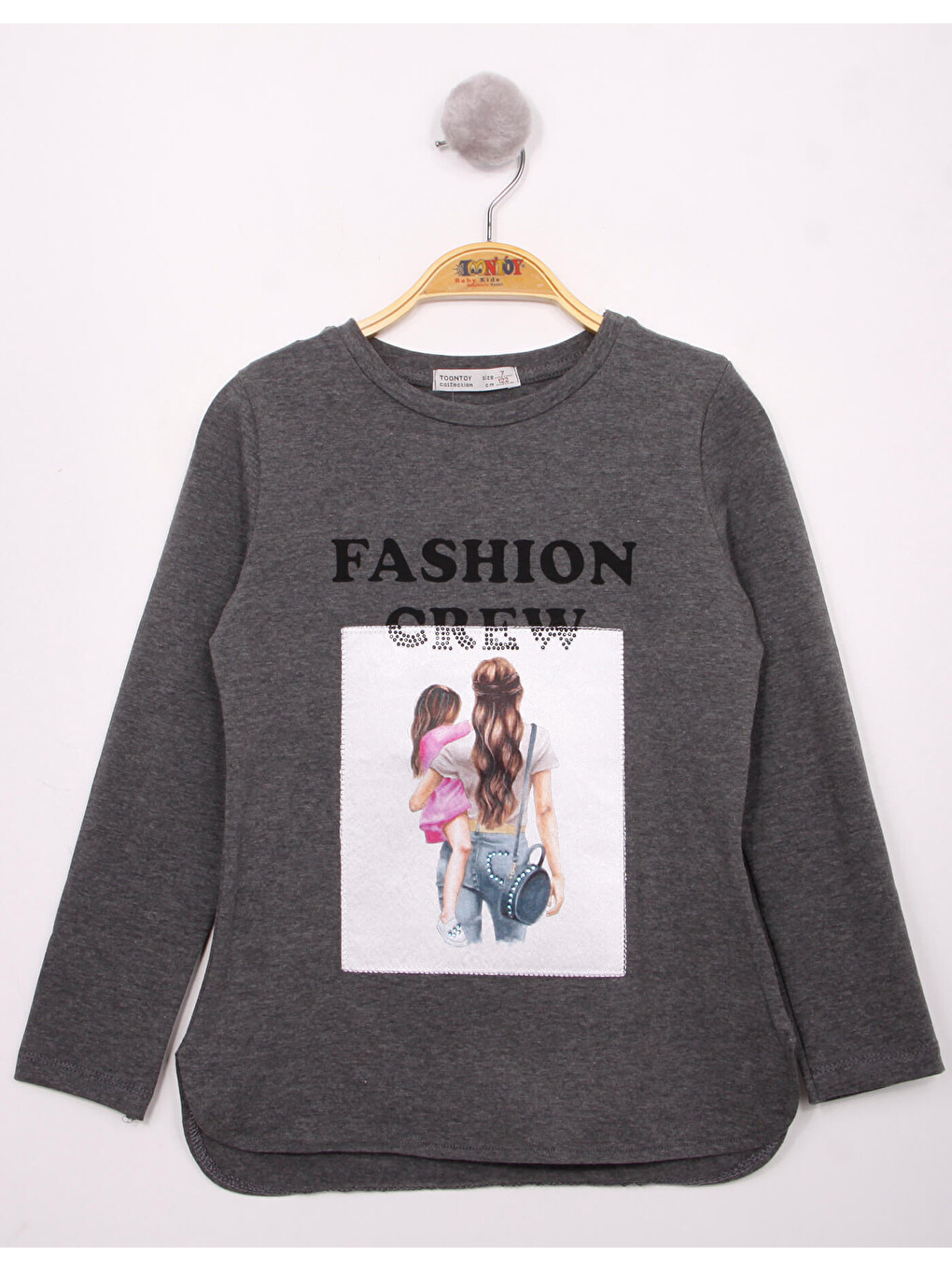 Antrasit Kız Çocuk Fashion Baskılı Tişört