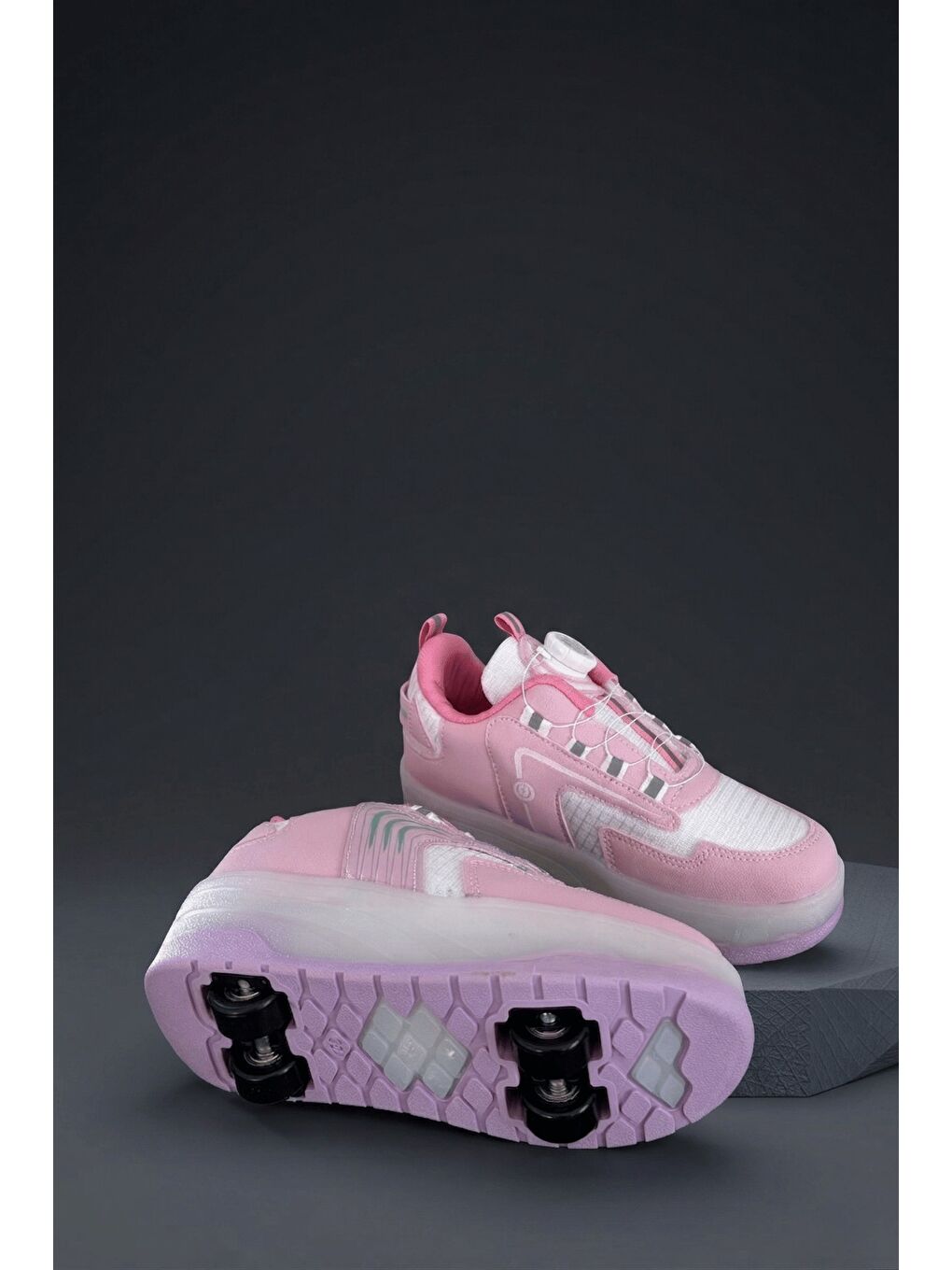 Pembe FLOW Çocuk Işıklı Patenli Tekerlekli Sneaker Spor Ayakkabı-5