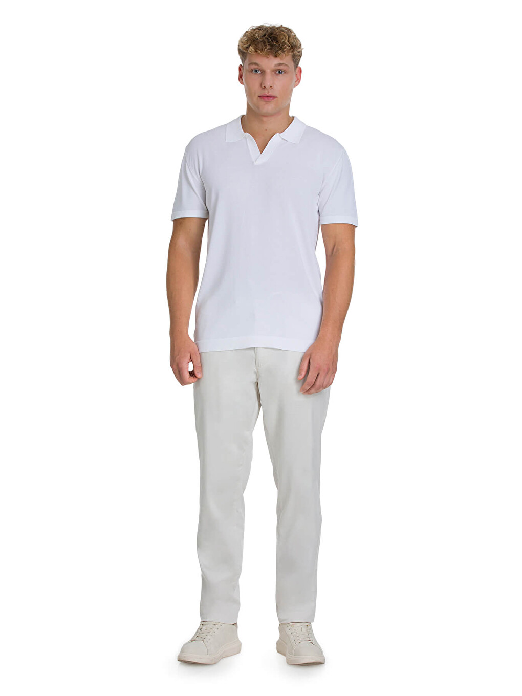 Bej Taş Regular Fit Yandan Cep Pamuklu Pantolon-1