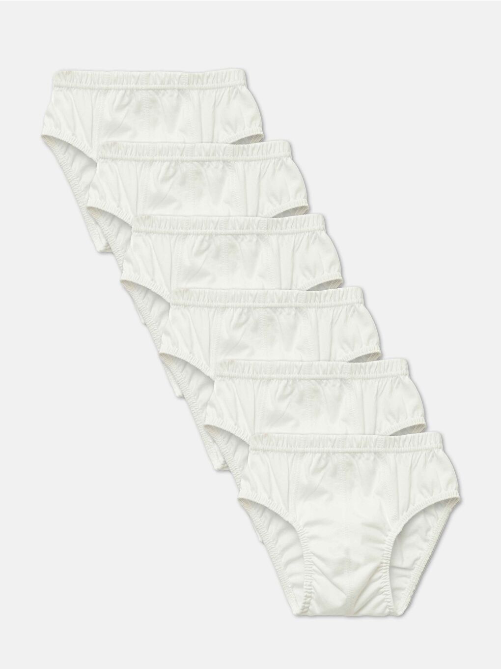 Erkek Çocuk Beyaz Organik Pamuk Penye Külot 6'lı Paket