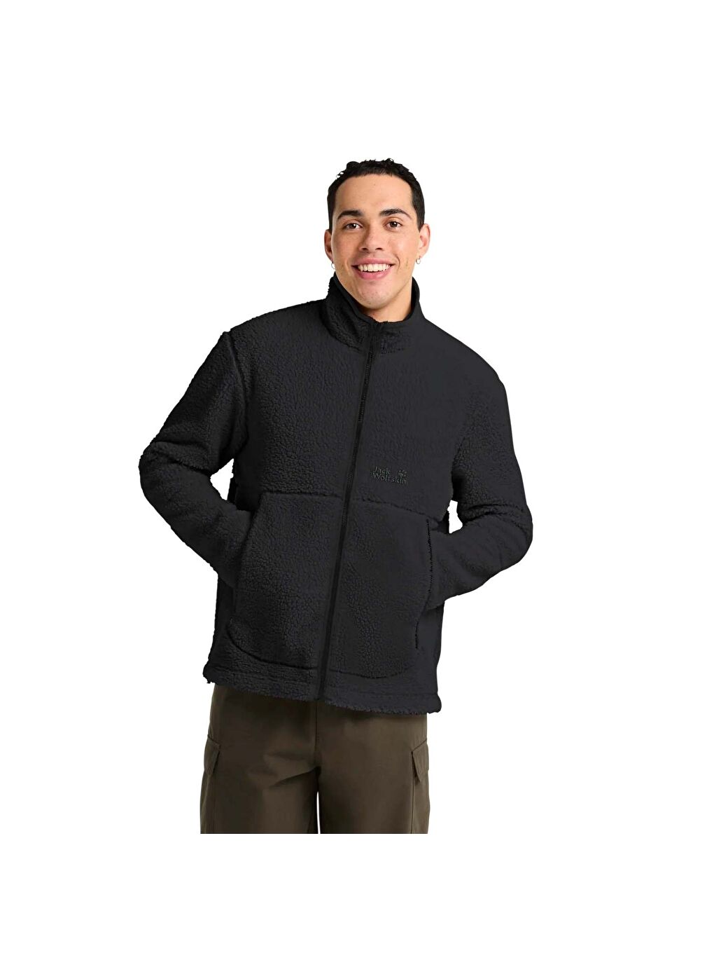 Siyah Stone Lite Outdoor Erkek Pelüş Fermuarlı Sweatshirt