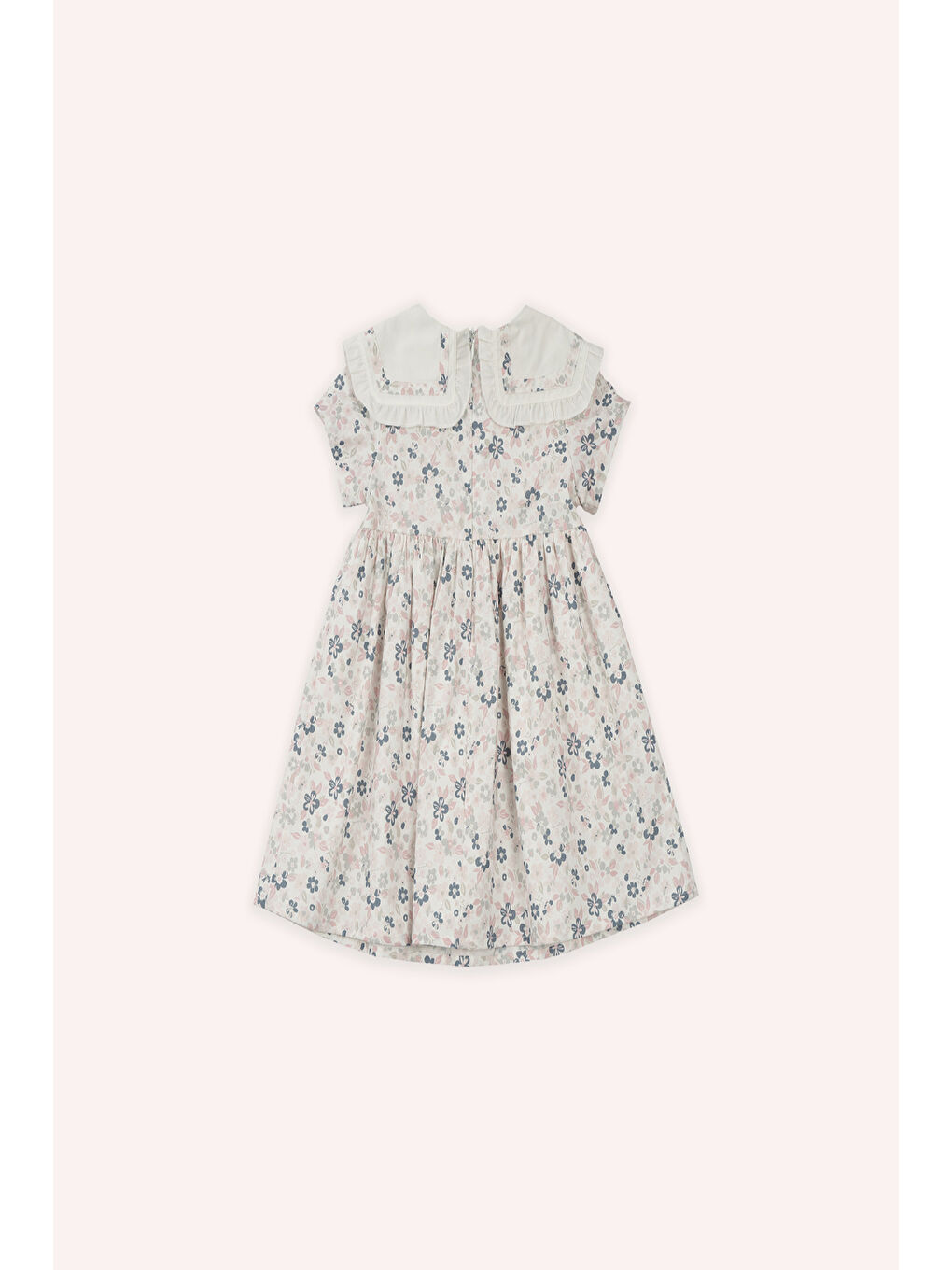 Kız Bebek Çiçek Desenli Beyaz Elbise