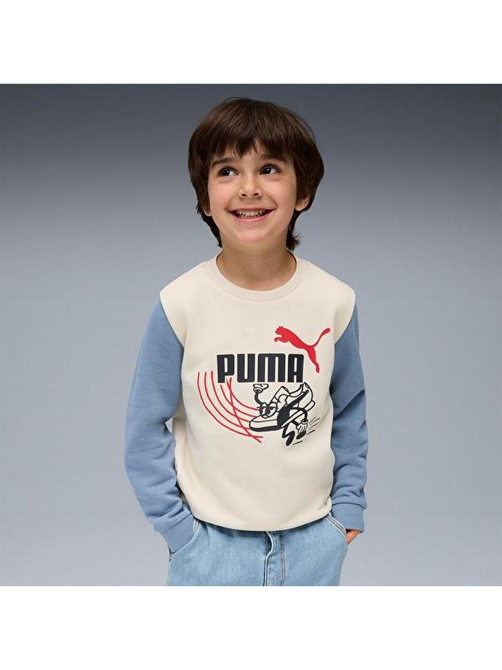 Karışık Little Runners Crew Çocuk Bisiklet Yaka Sweatshirt-2