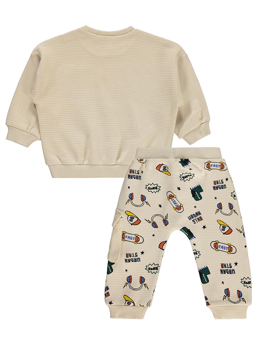 Baby Dinozor Nakışlı 6-18 Ay Takım - Bej 9-12 Ay-1
