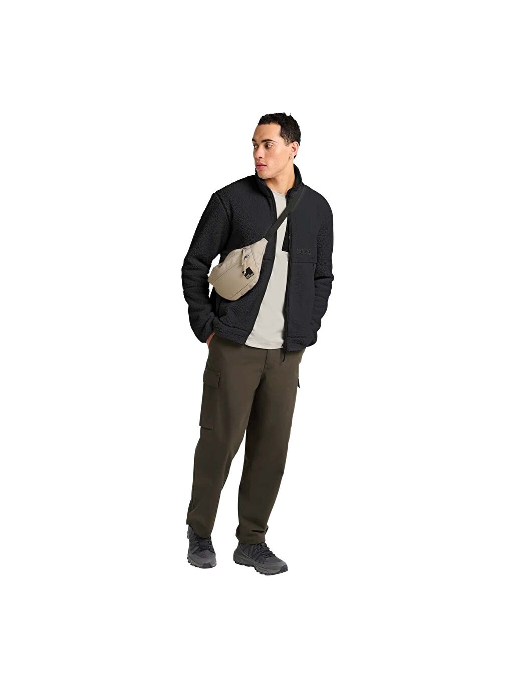 Siyah Stone Lite Outdoor Erkek Pelüş Fermuarlı Sweatshirt-4