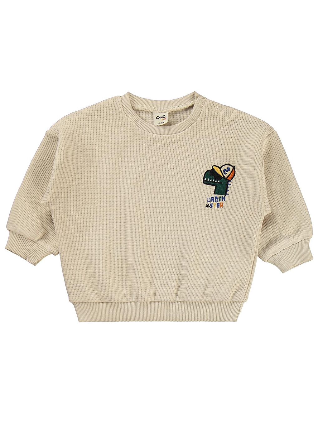 Baby Dinozor Nakışlı 6-18 Ay Takım - Bej 9-12 Ay-2