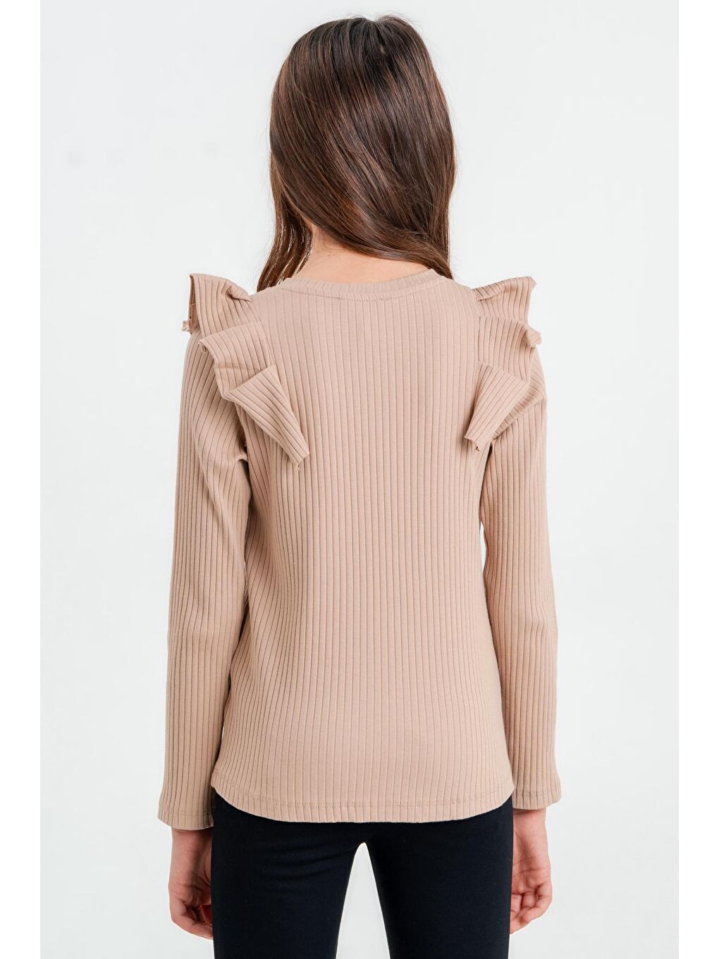 Kız Çocuk Bej Pileli 4-12 Yaş Body - 23326-3-4