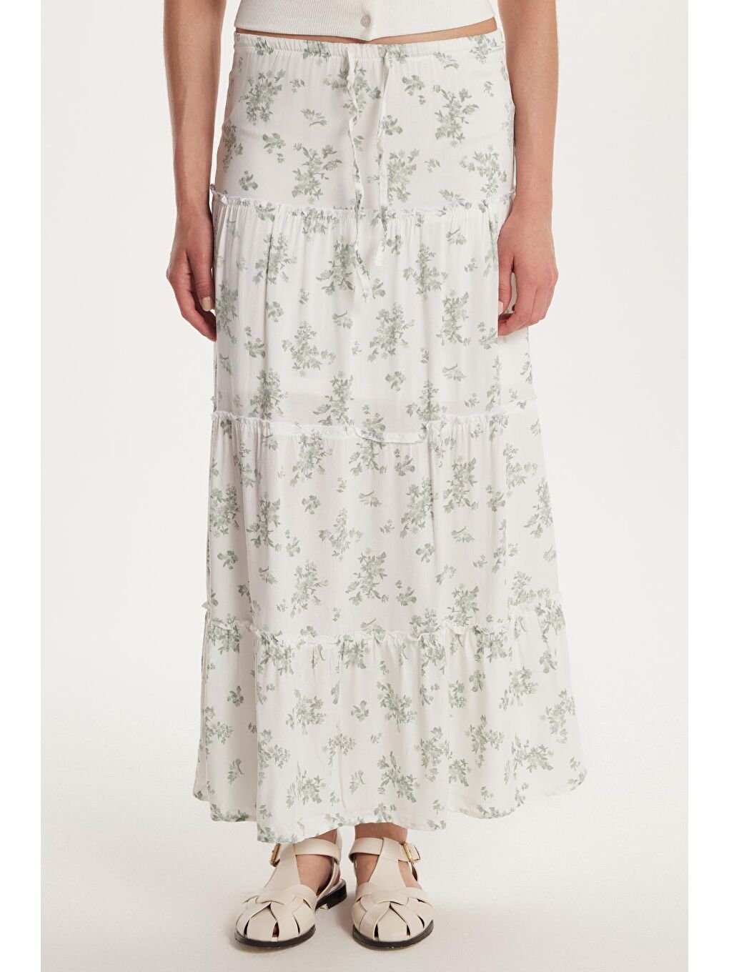 Karışık Kadın Standart Fit Bağlamalı Baskılı Viskon Etek