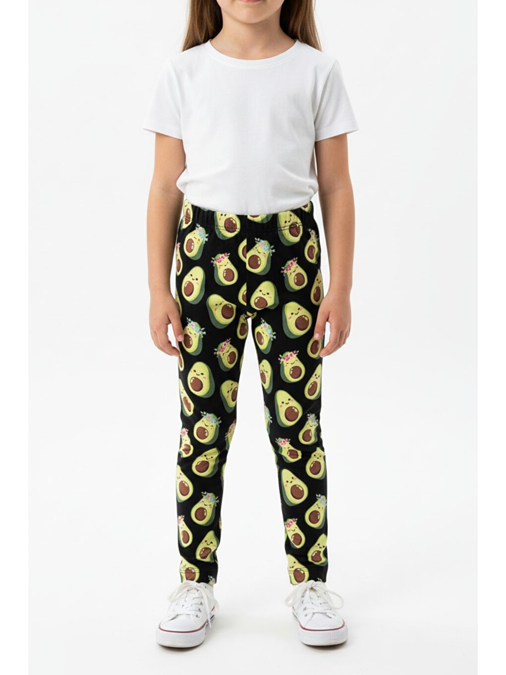 Siyah Kız Çocuk Baskılı Yüksek Bel Basic Tayt