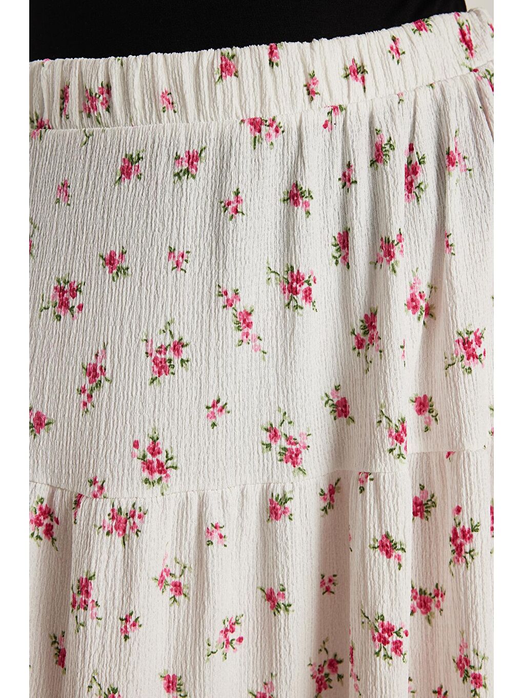 Karışık Kadın Standart Fit Beli Lastikli Baskılı Midi Boy Etek-1