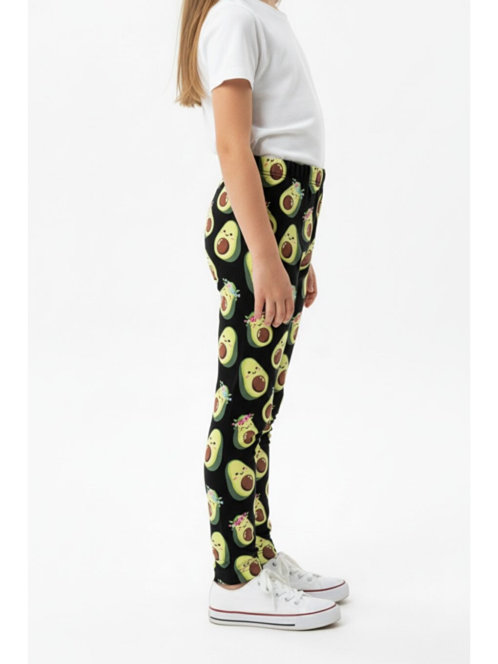 Siyah Kız Çocuk Baskılı Yüksek Bel Basic Tayt-1