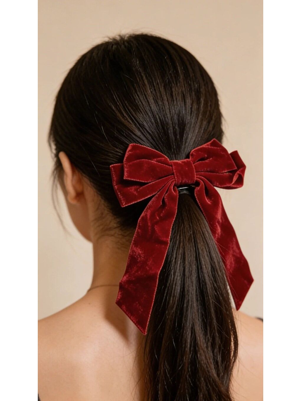 Kadife Çift Fiyonklu Otomat Toka Kırmızı