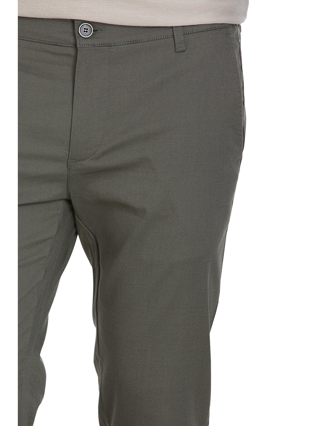 Haki Regular Fit Desenli Yandan Cepli Pamuklu Pantolon-3
