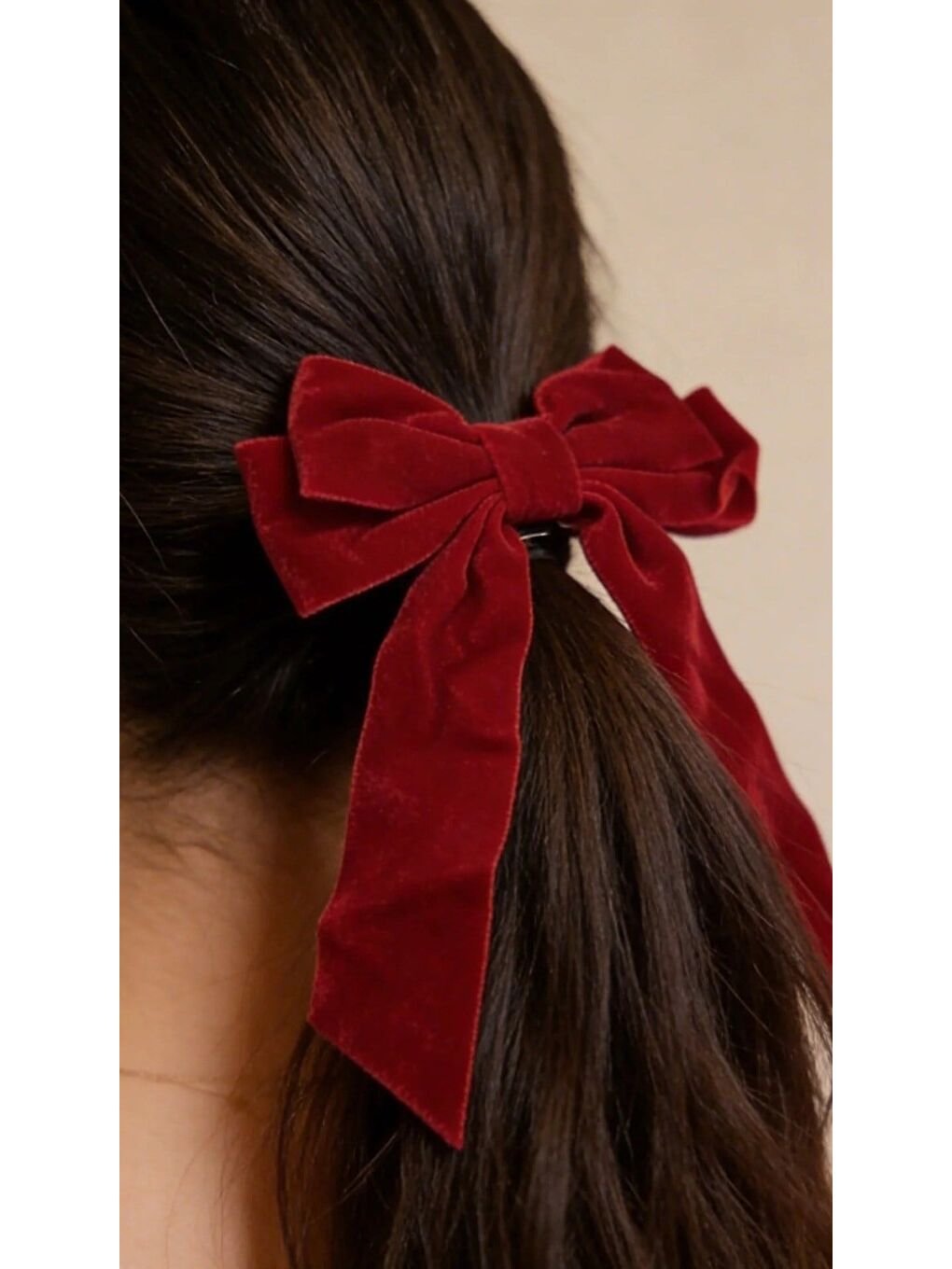 Kadife Çift Fiyonklu Otomat Toka Kırmızı-1