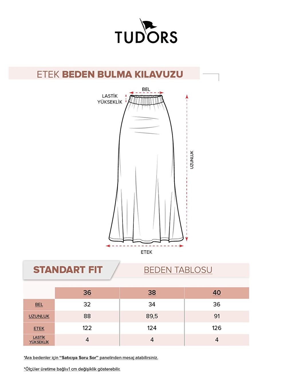 Karışık Kadın Standart Fit Beli Lastikli Baskılı Midi Boy Etek-5