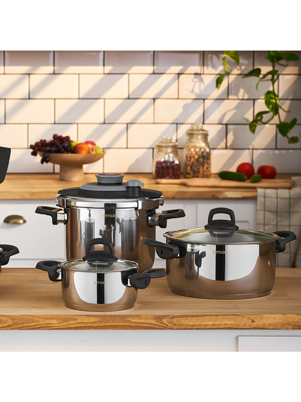 Gri Wedding 16 Parça Çelik Tencere Çaydanlık Servis Seti-3