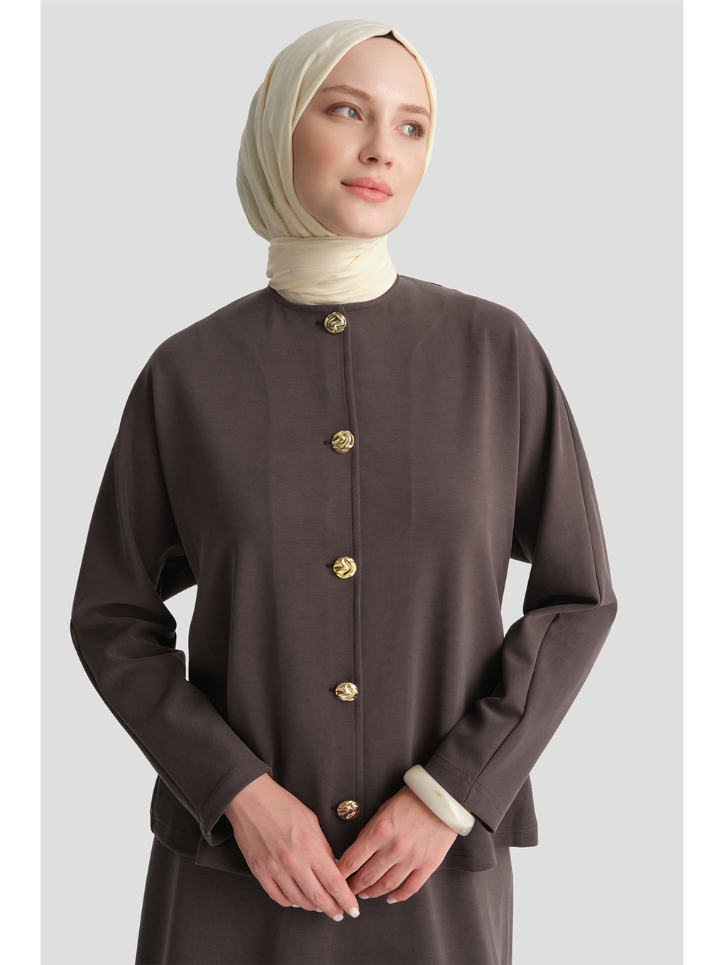 Kahverengi Modal Karışımlı Ceketli Takım Acı Kahve-1