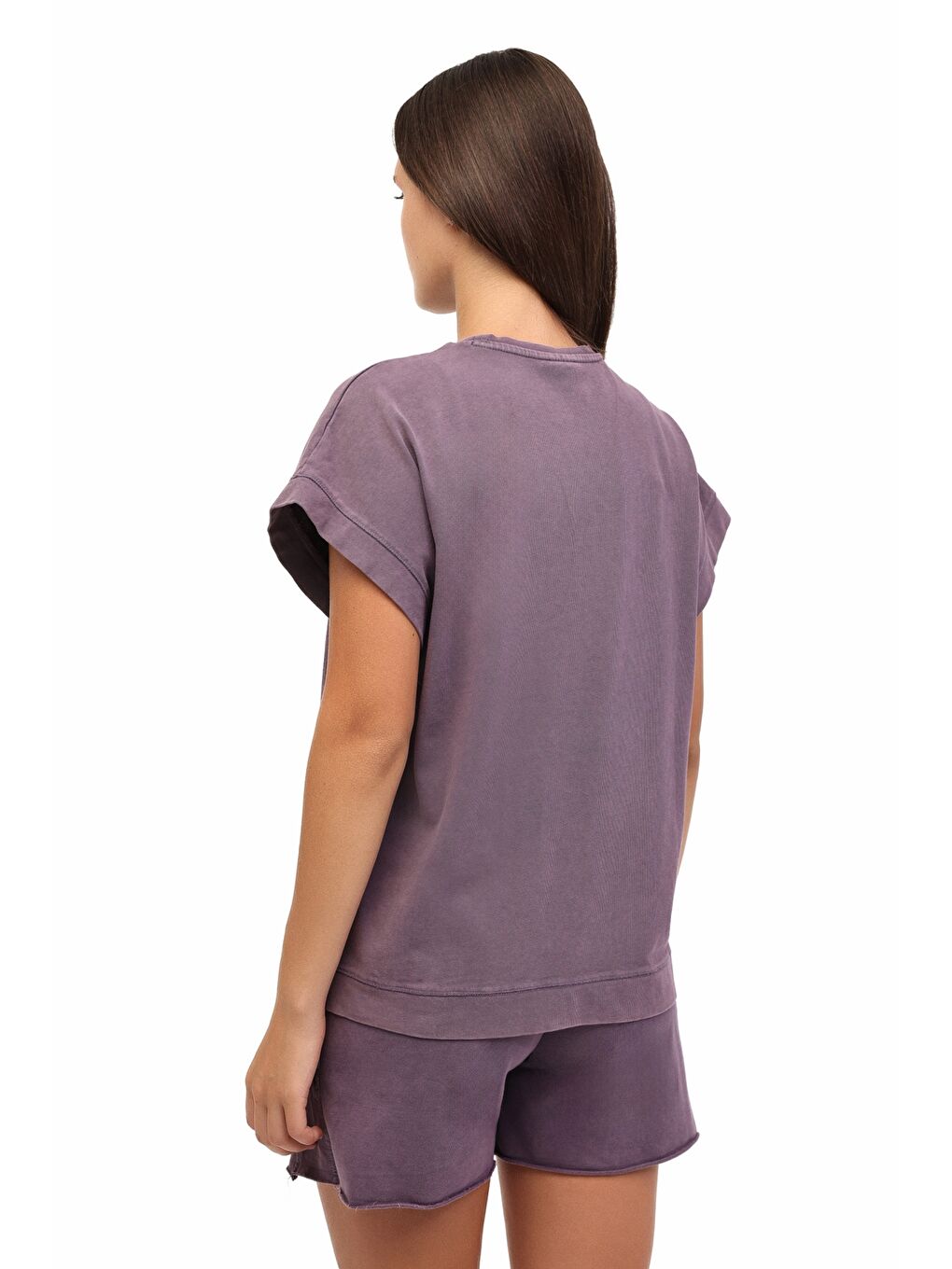 WL ELSE 11SY783 5FX Mor Kadın Kısa Kol T-Shirt-1