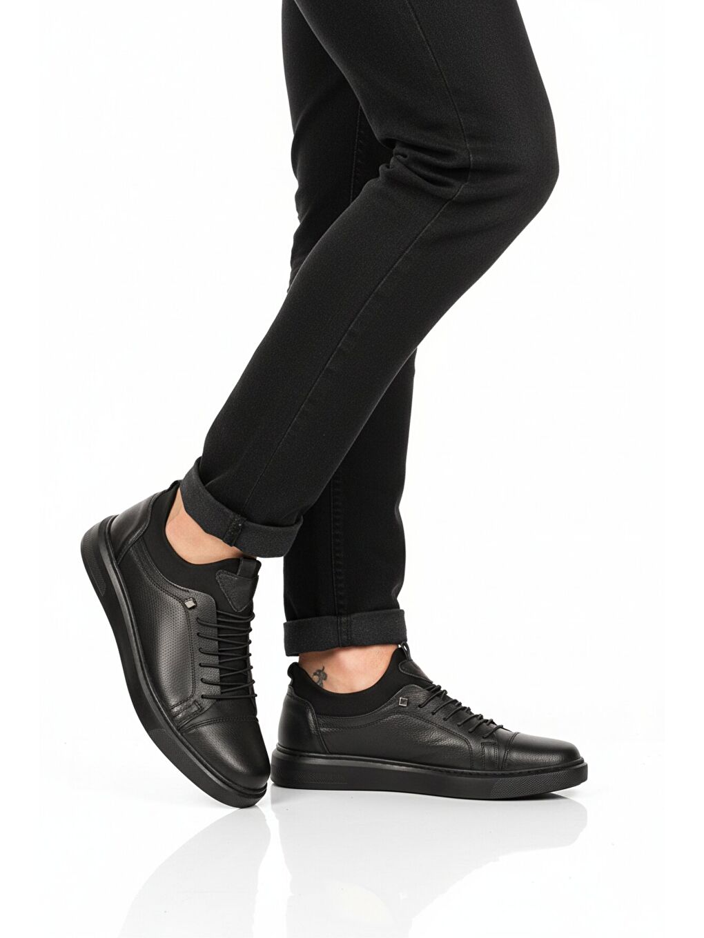 Siyah Hakiki Deri Ortopedik Erkek Casual Ayakkabı 818 M