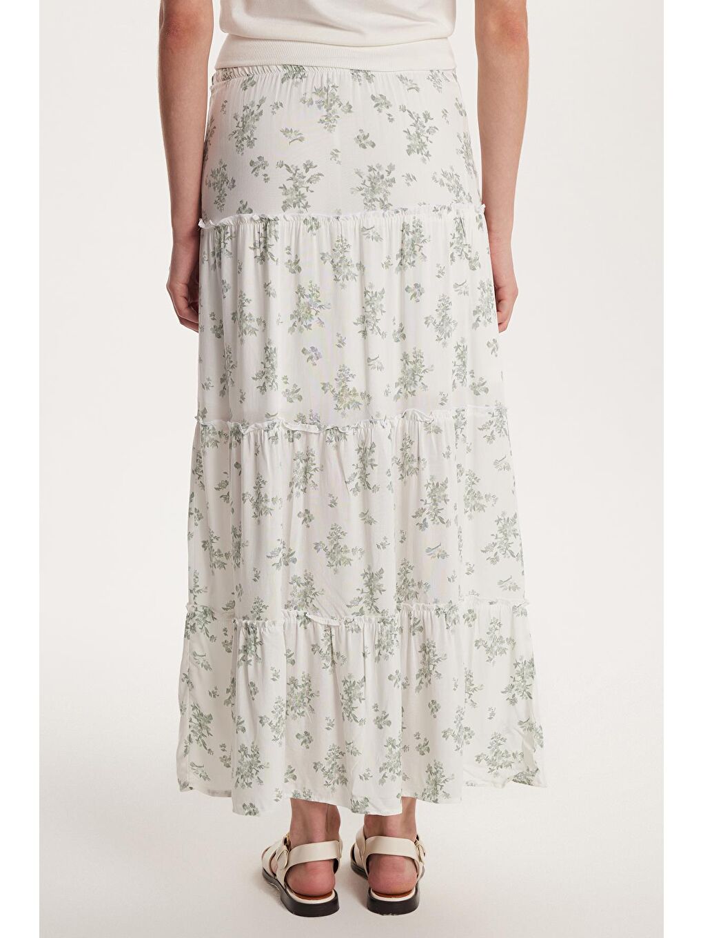 Karışık Kadın Standart Fit Bağlamalı Baskılı Viskon Etek-4