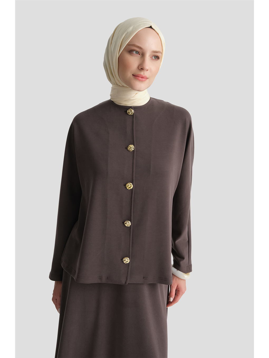 Kahverengi Modal Karışımlı Ceketli Takım Acı Kahve-3
