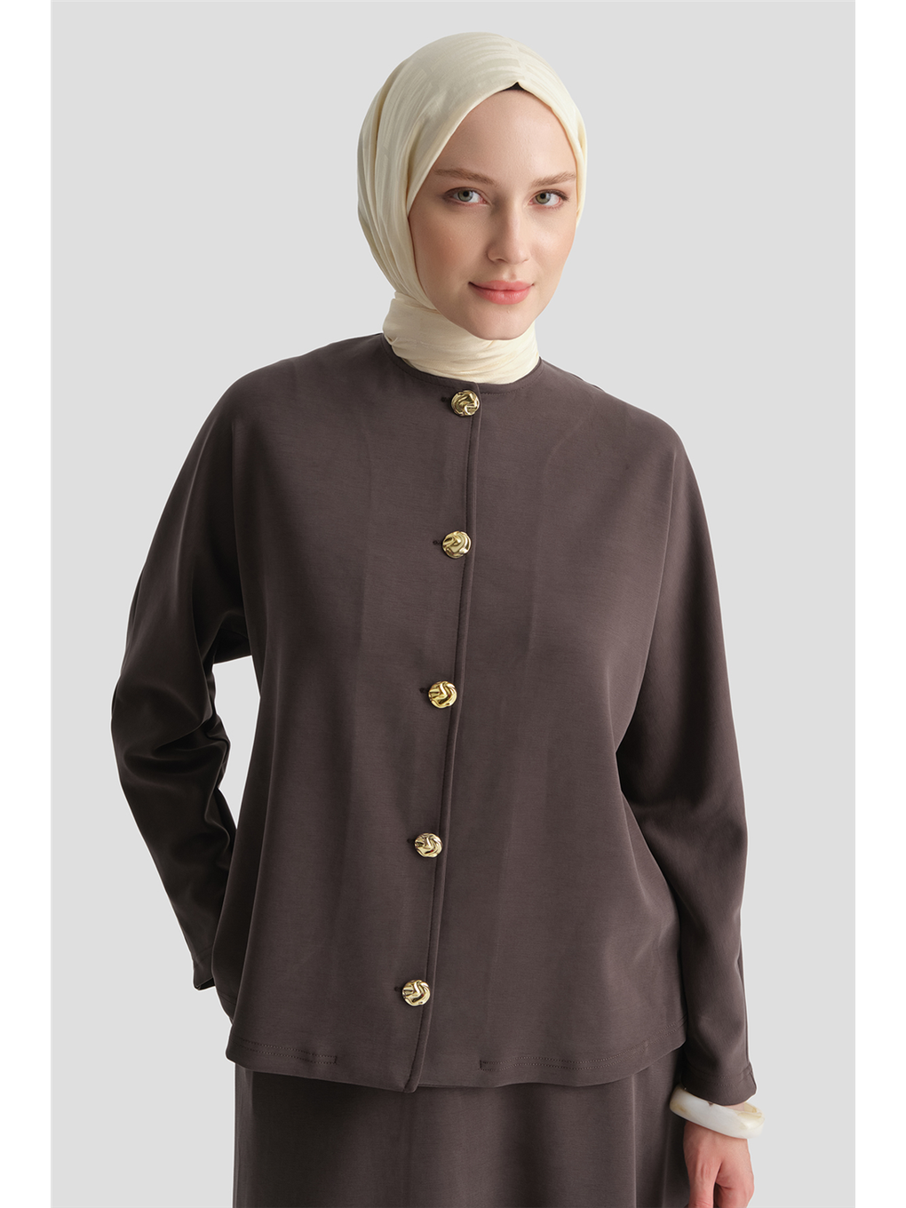 Kahverengi Modal Karışımlı Ceketli Takım Acı Kahve-4