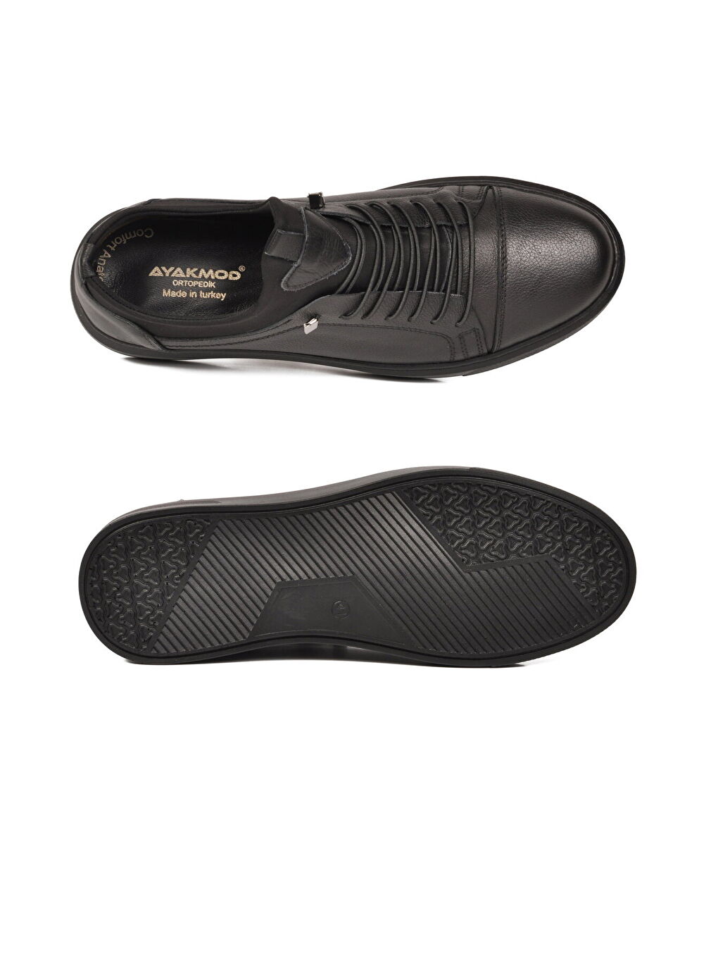 Siyah Hakiki Deri Ortopedik Erkek Casual Ayakkabı 818 M-4