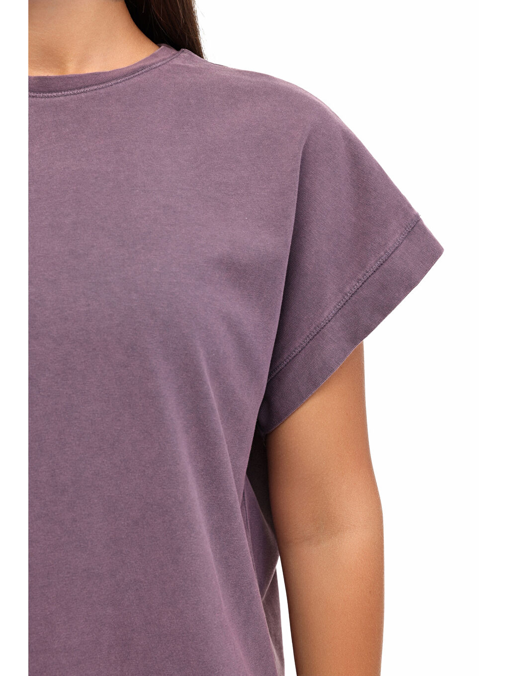 WL ELSE 11SY783 5FX Mor Kadın Kısa Kol T-Shirt-3