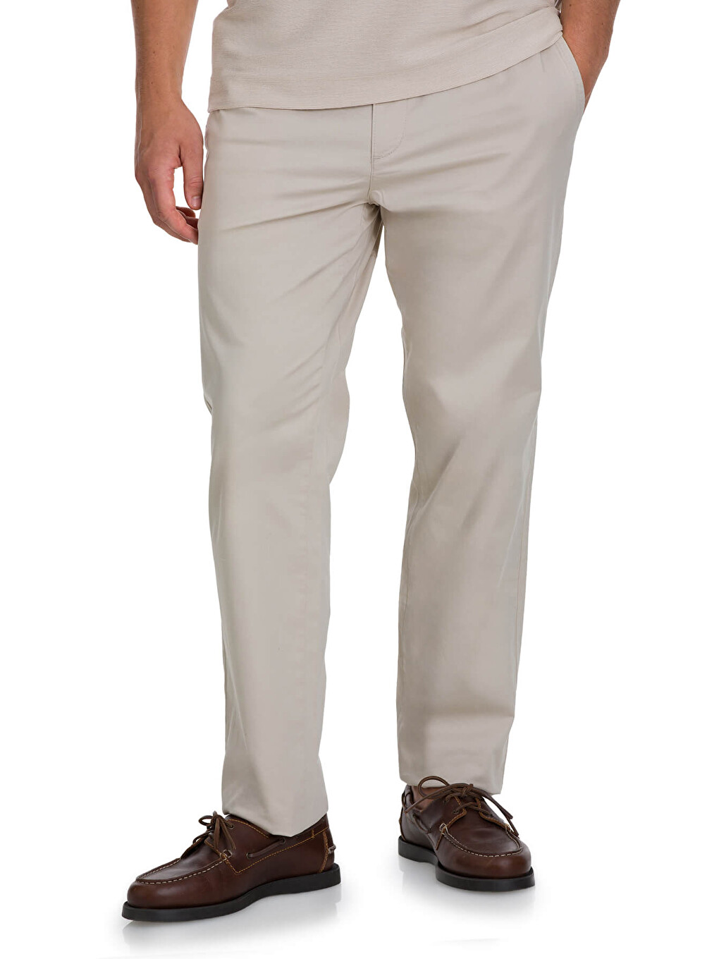 Bej Regular Fit Yandan Cep Pamuklu Pantolon-4