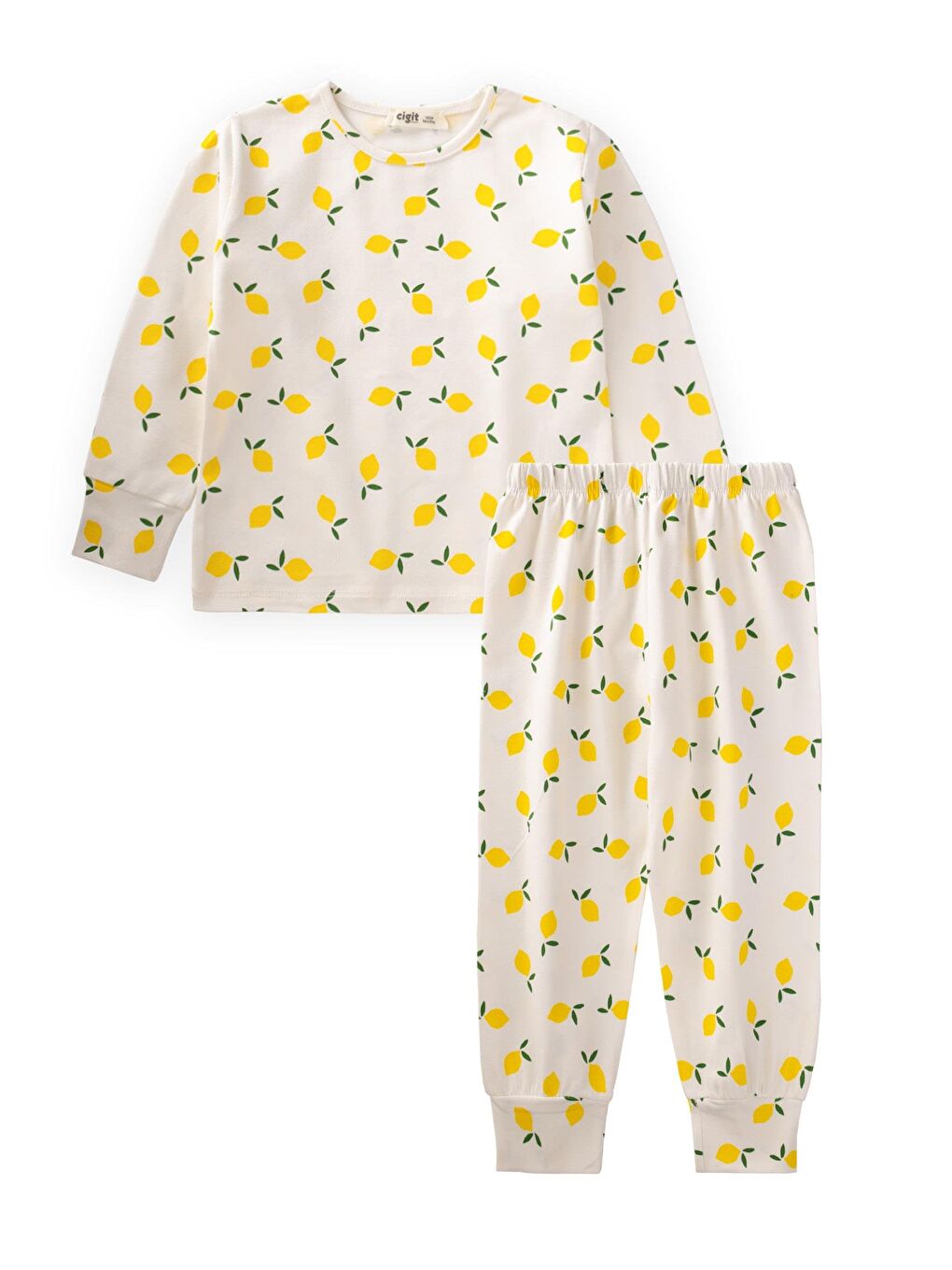 CİGİT Sarı Desenli Mevsimlik Pijama Takım 1-7 Yaş Limon Desen