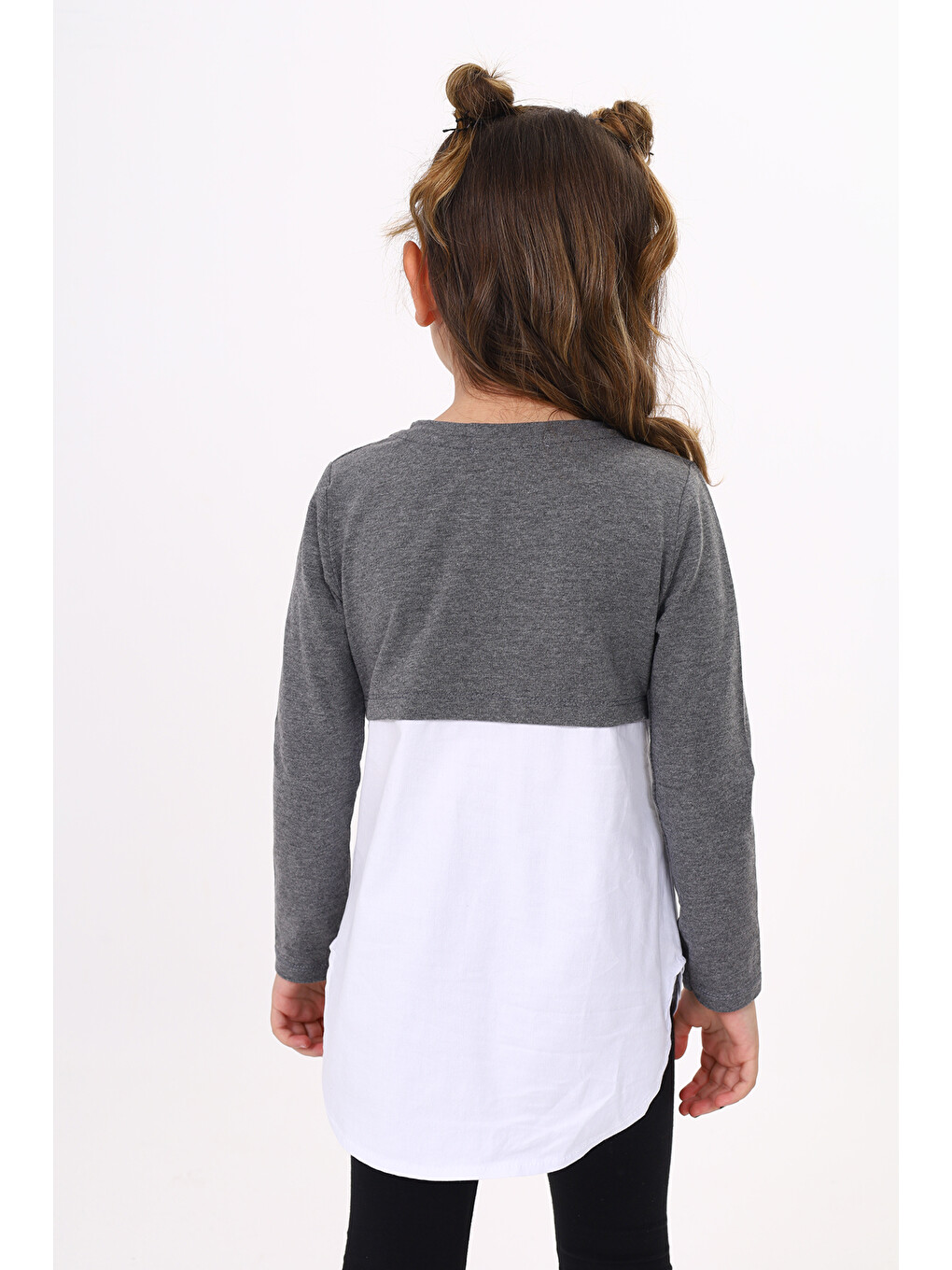 Antrasit Kız Çocuk Paris London Baskılı T-Shirt-4
