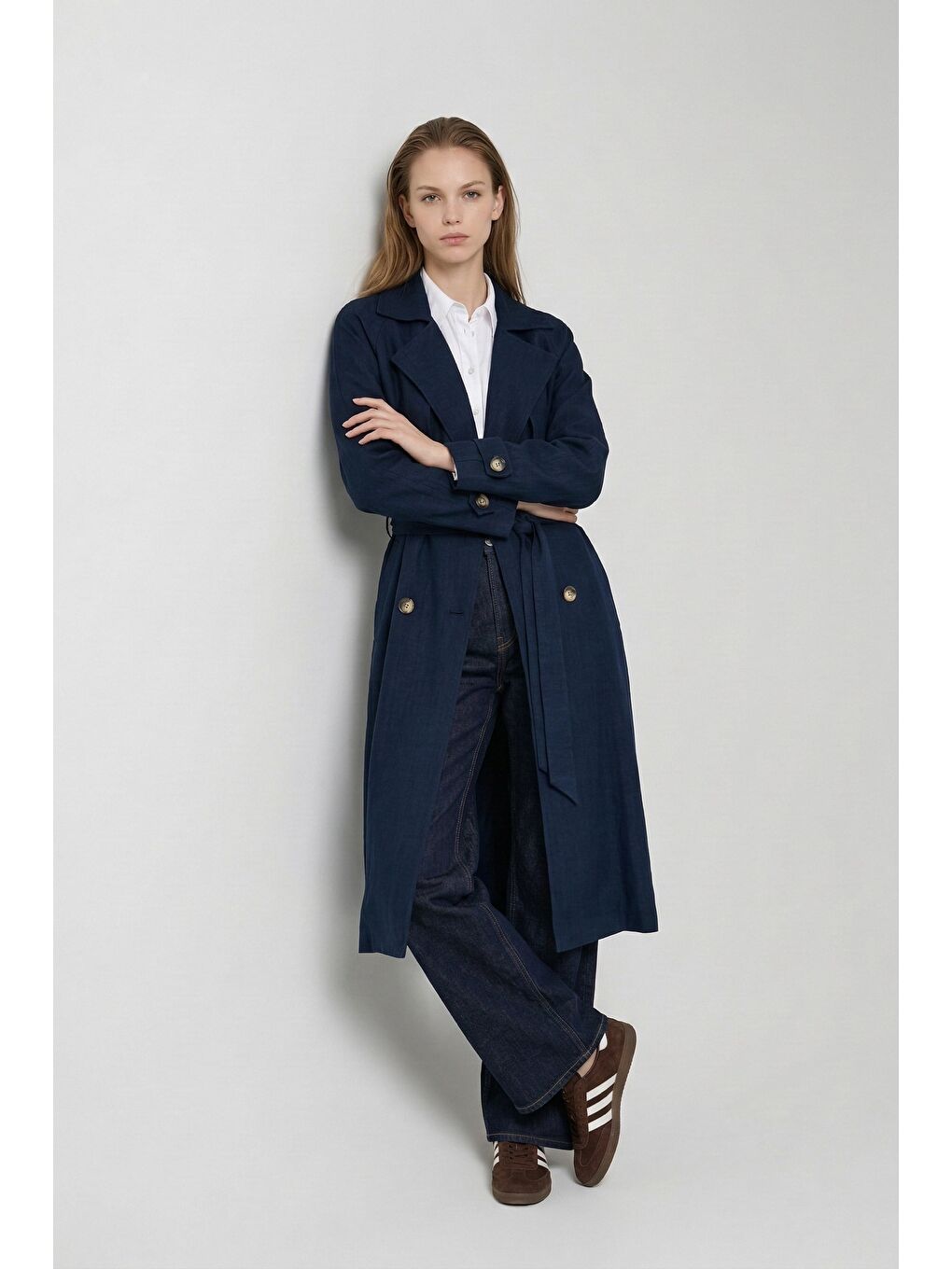 Lacivert-Rüzgarlık Detay Trençkot