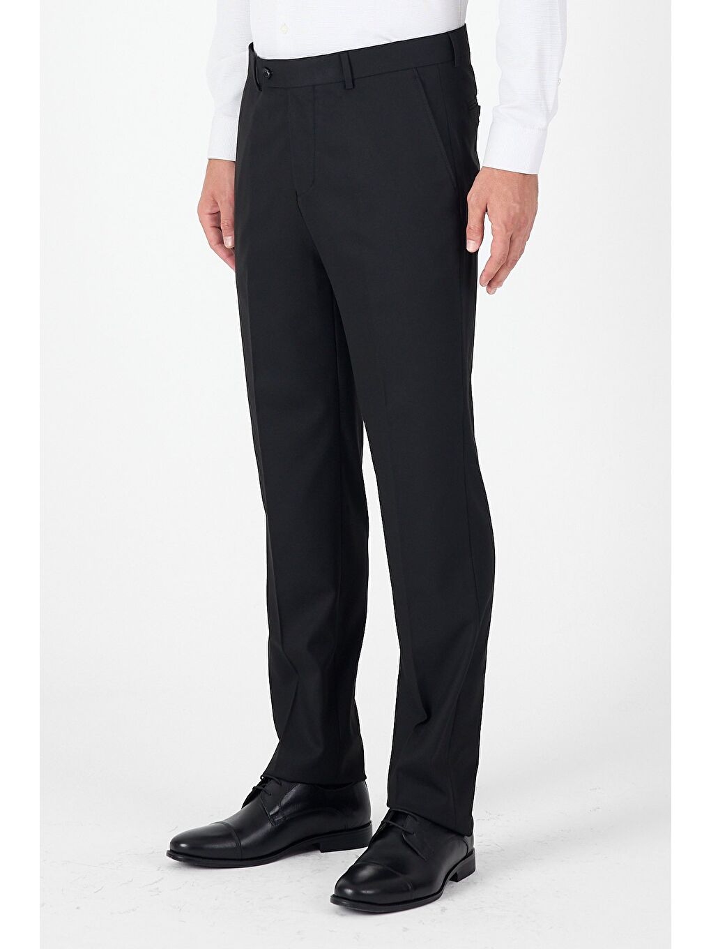 Siyah Yan Cep Açık Paça Düz Comfort Fit Esnek Pantolon 1003250914-1