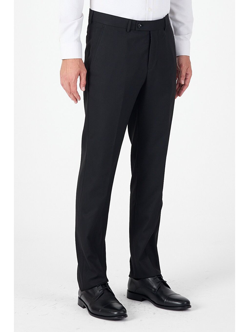 Siyah Yan Cep Açık Paça Düz Comfort Fit Esnek Pantolon 1003250914-3