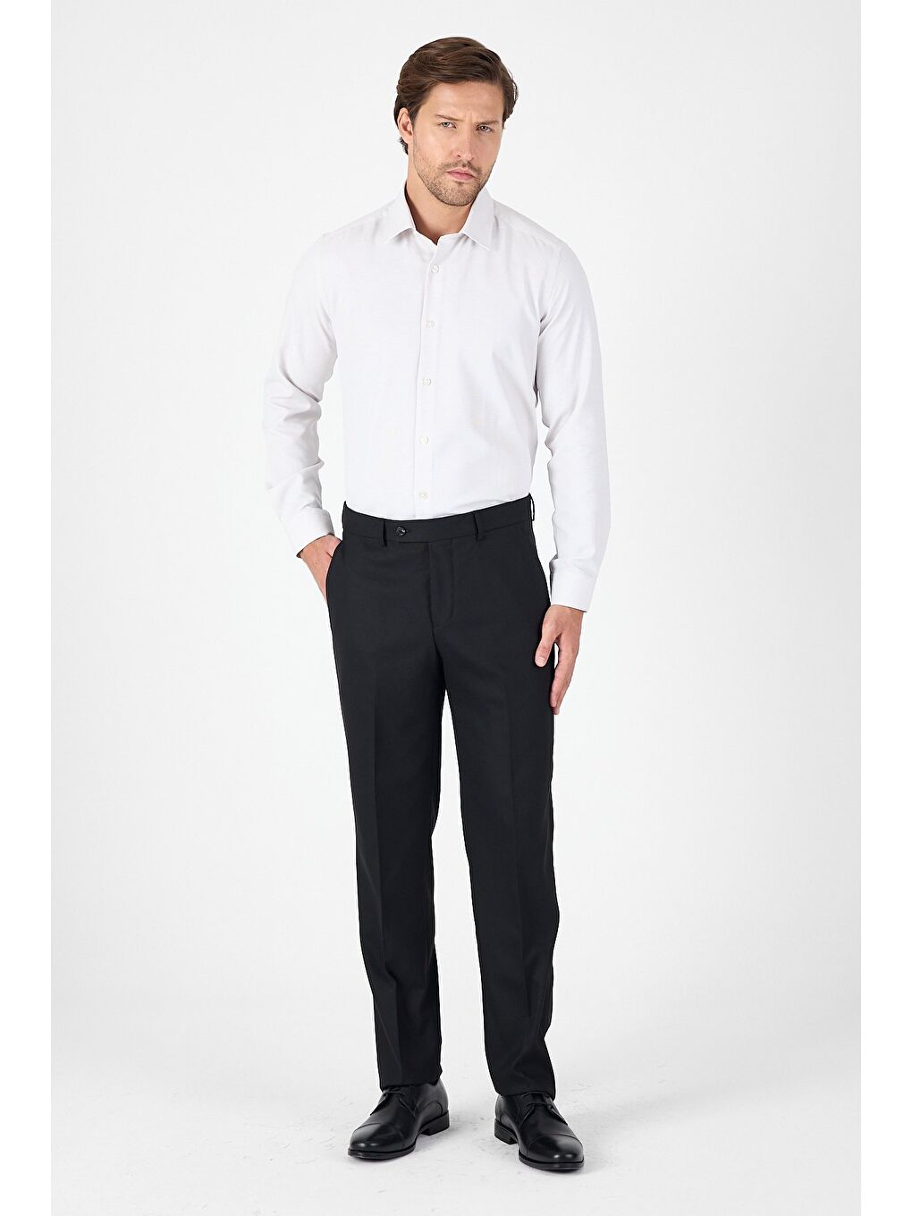 Siyah Yan Cep Açık Paça Düz Comfort Fit Esnek Pantolon 1003250914-4