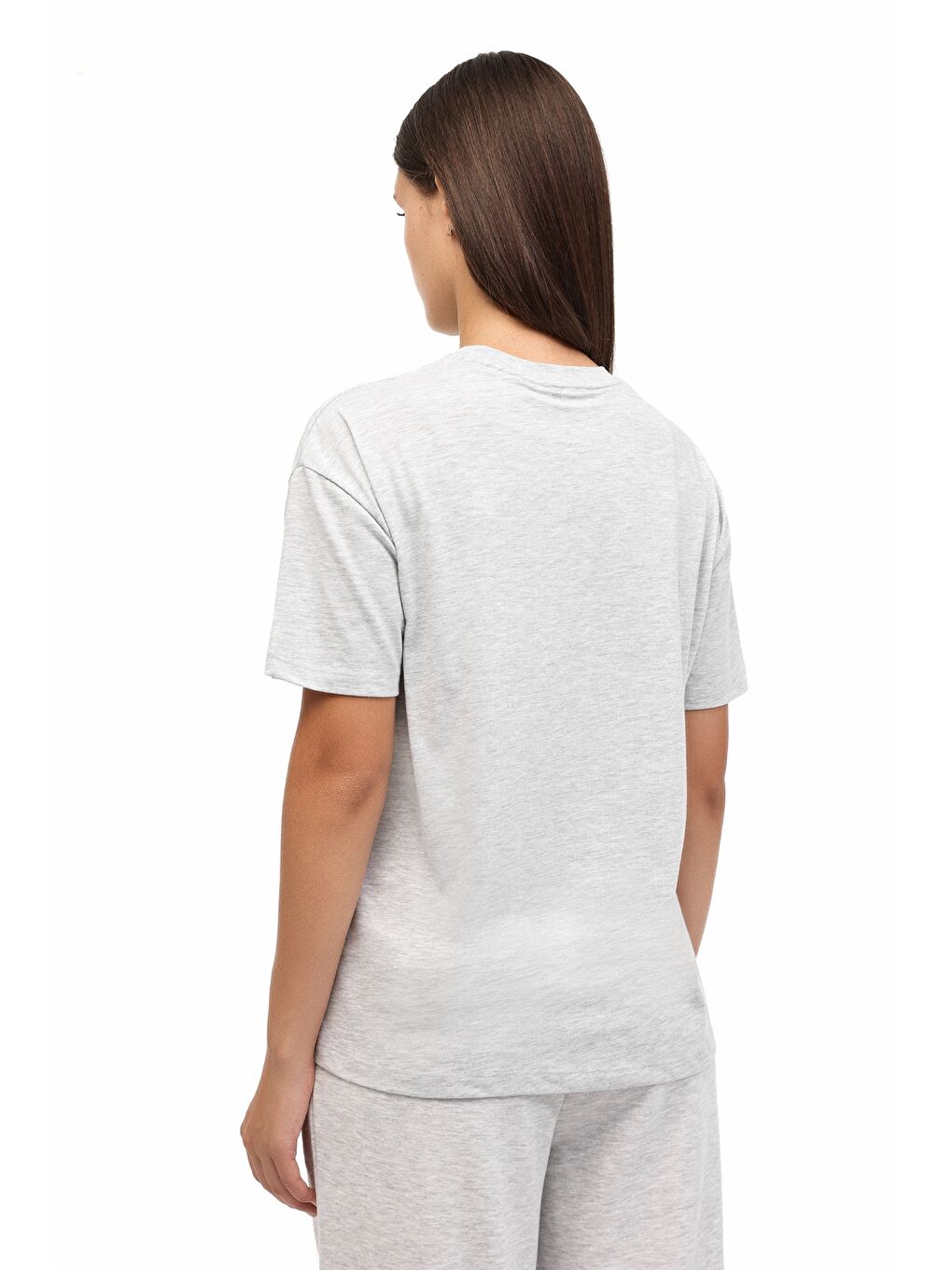 Gri WL 11BUD BTS-K16 5PR GRI MELANJ Kadın Kısa Kol T-Shirt-1
