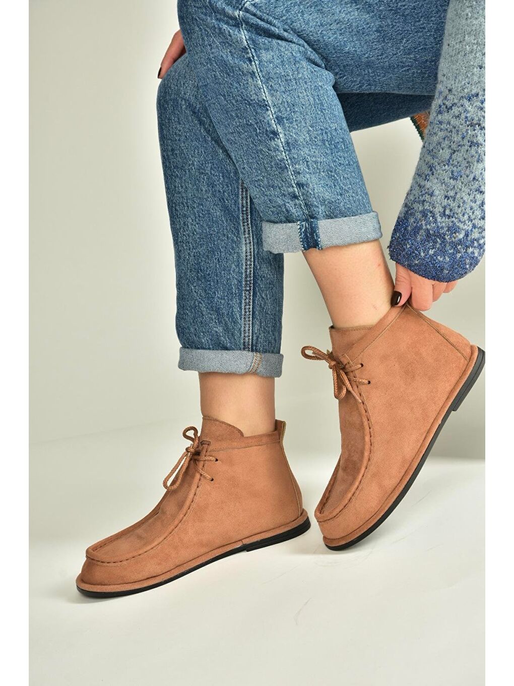 Kahverengi Taba Kadın Bot V846926302-3