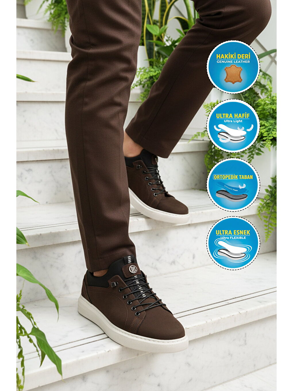 Kahverengi Kahve Nubuk Hakiki Deri Erkek Casual Ayakkabı 140 M-2
