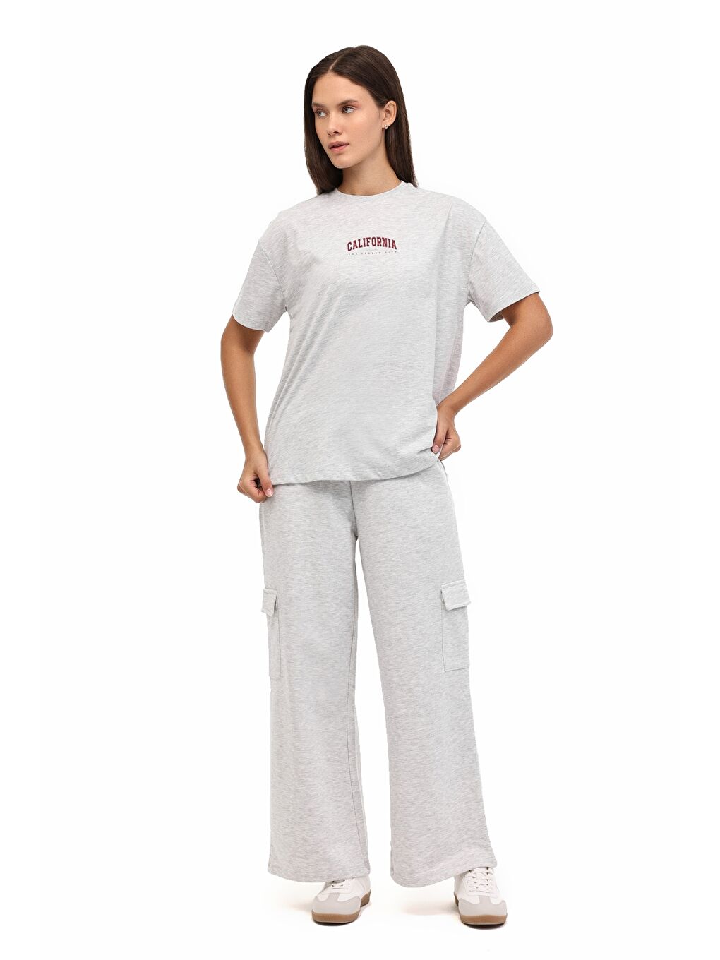 Gri WL 11BUD BTS-K16 5PR GRI MELANJ Kadın Kısa Kol T-Shirt-2