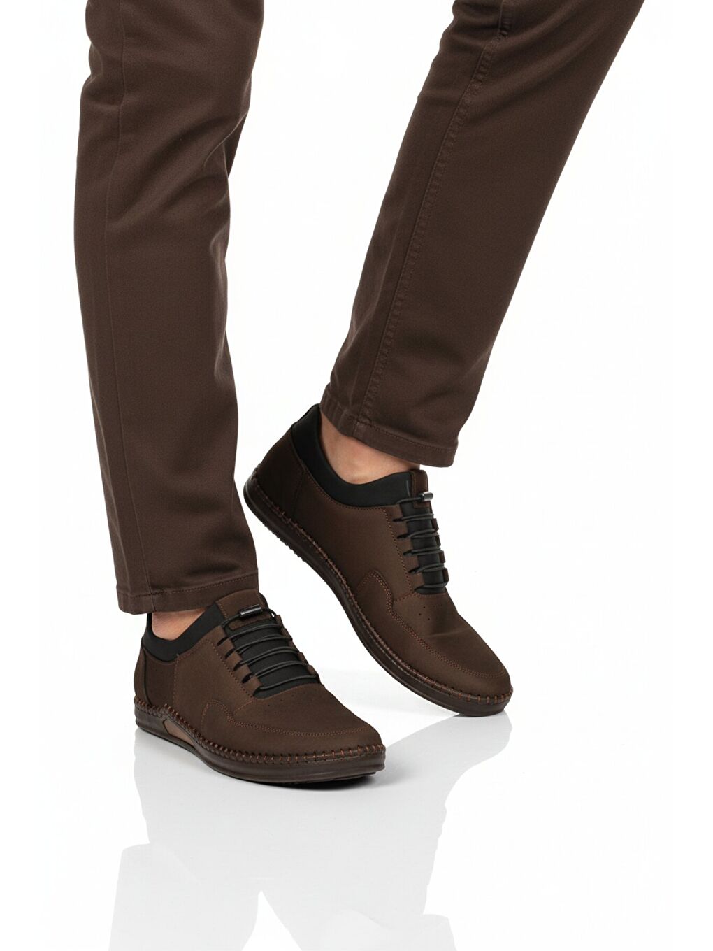 Kahverengi Kahve Nubuk Hakiki Deri Jel Taban Anatomik Erkek Casual Ayakkabı 418 M