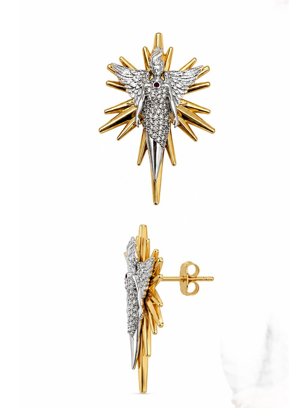 Sarı Miaden Diva Zirkon Çivi Küpe-4