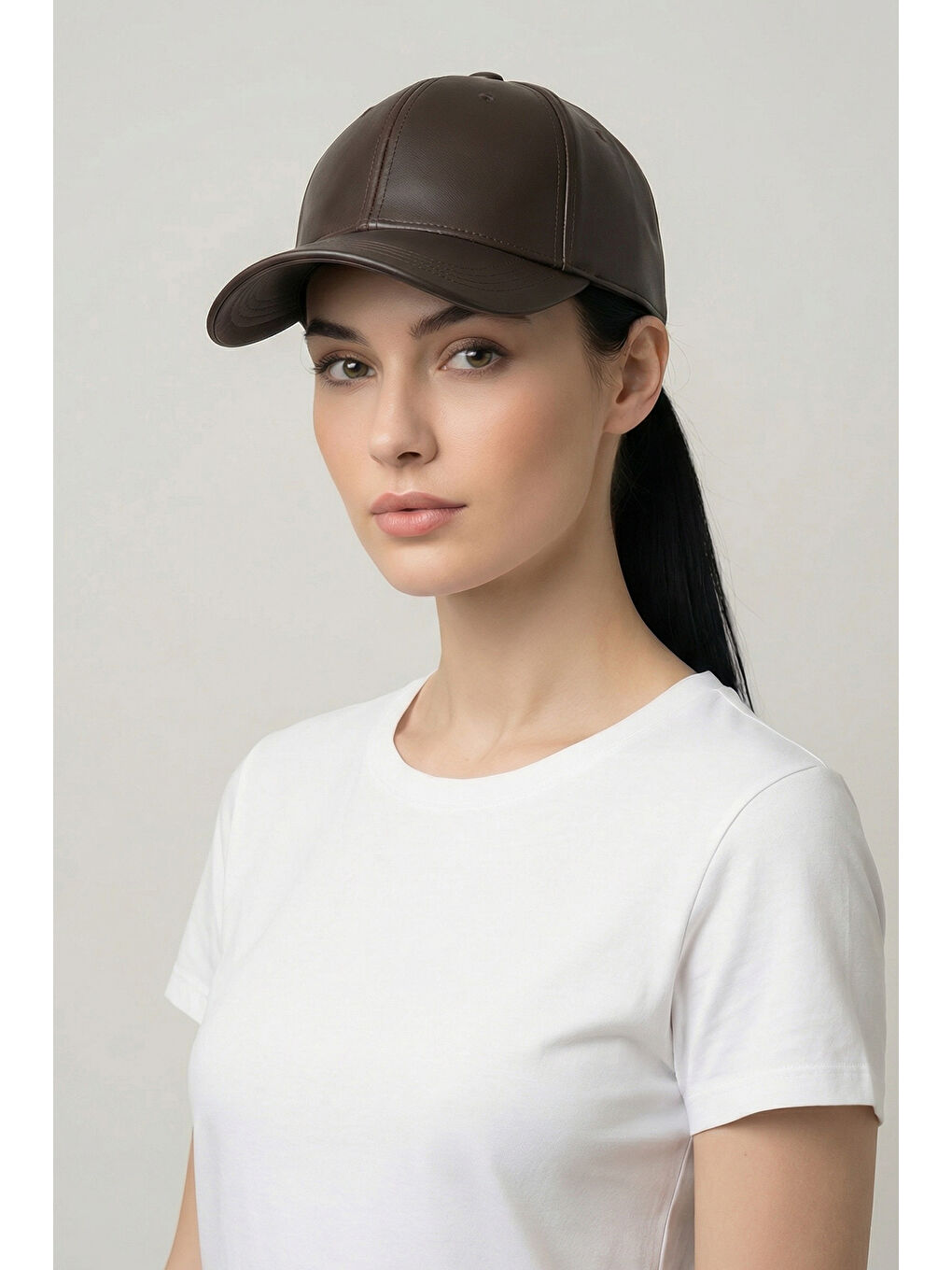 Kadın Suni Deri Şapka 010195 - Kahverengi