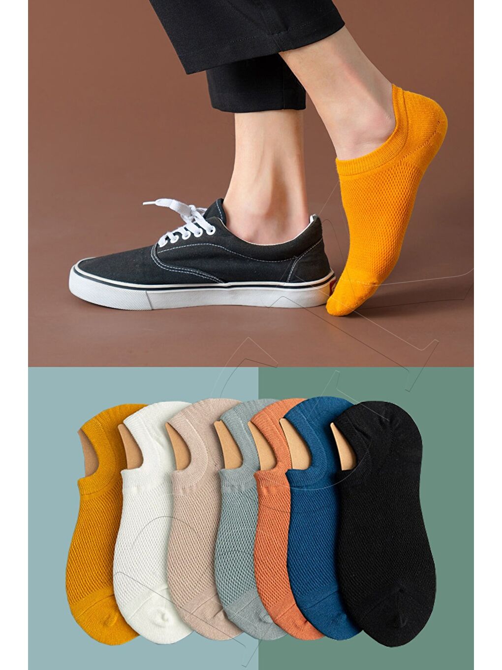 Karışık Unisex 7'li Görünmez Spor Ayakkabı Çorabı