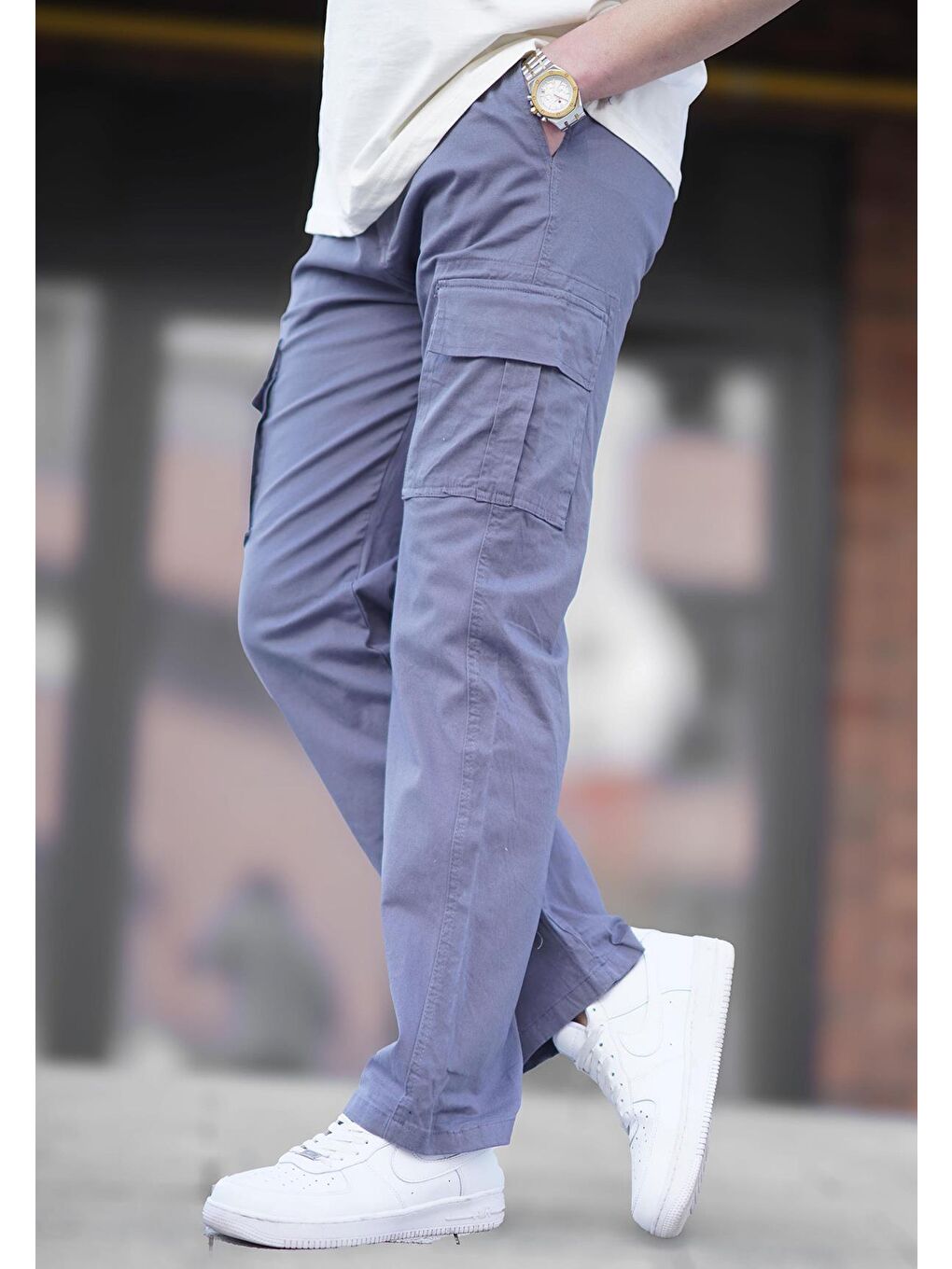 Gri Füme Erkek Kargo Cep Pantolon 6811