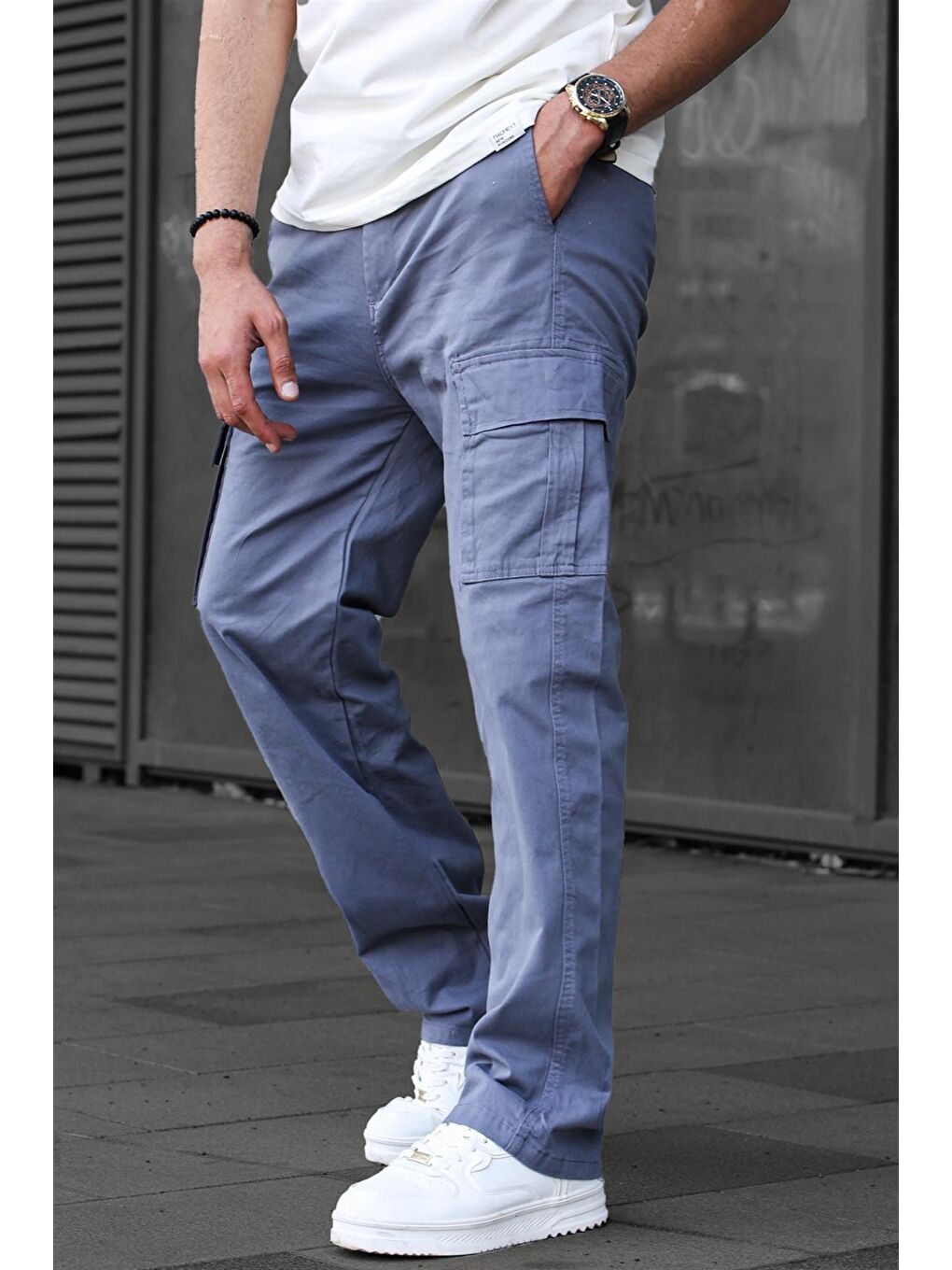 Gri Füme Erkek Kargo Cep Pantolon 6811-1