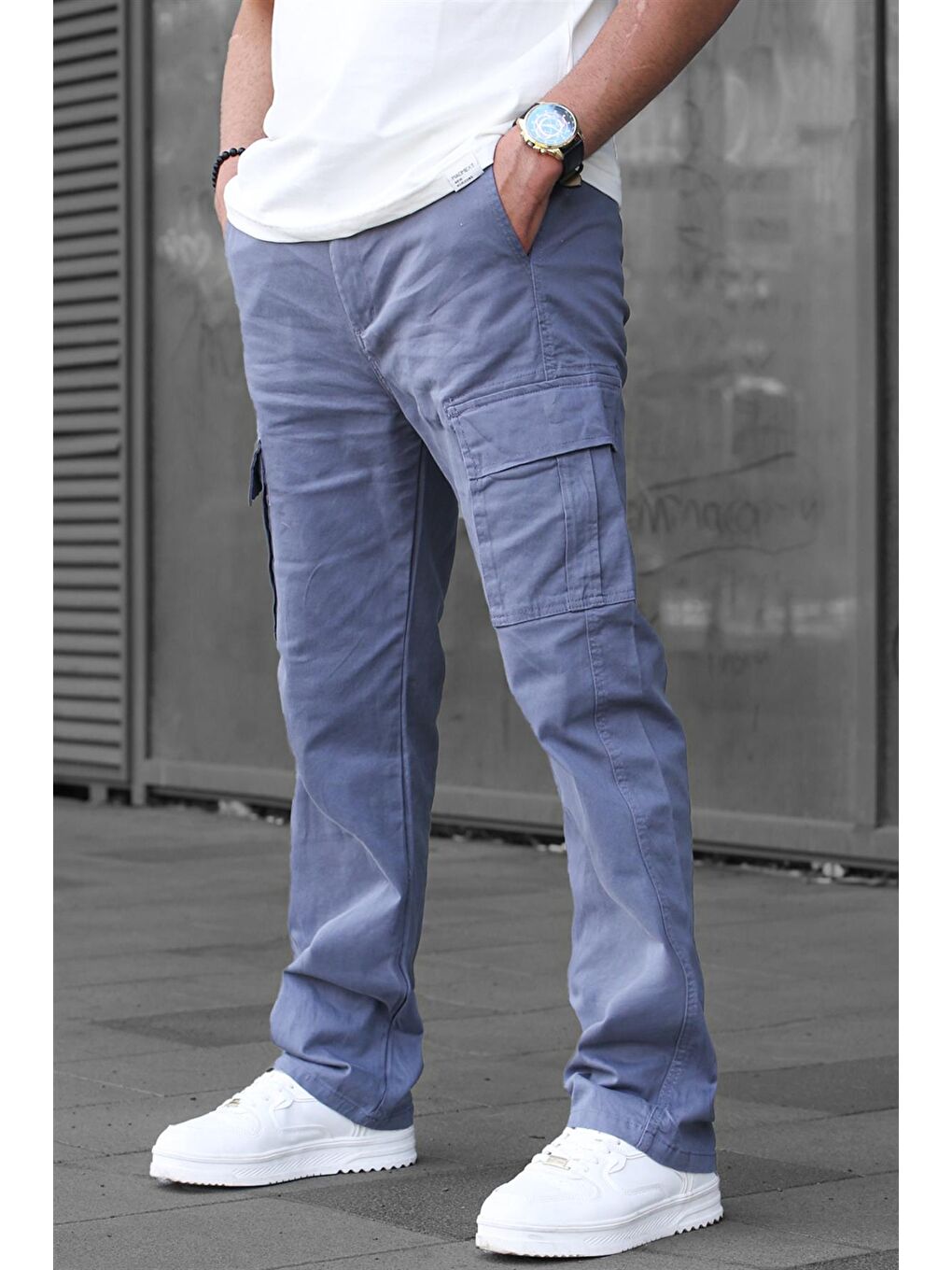 Gri Füme Erkek Kargo Cep Pantolon 6811-2