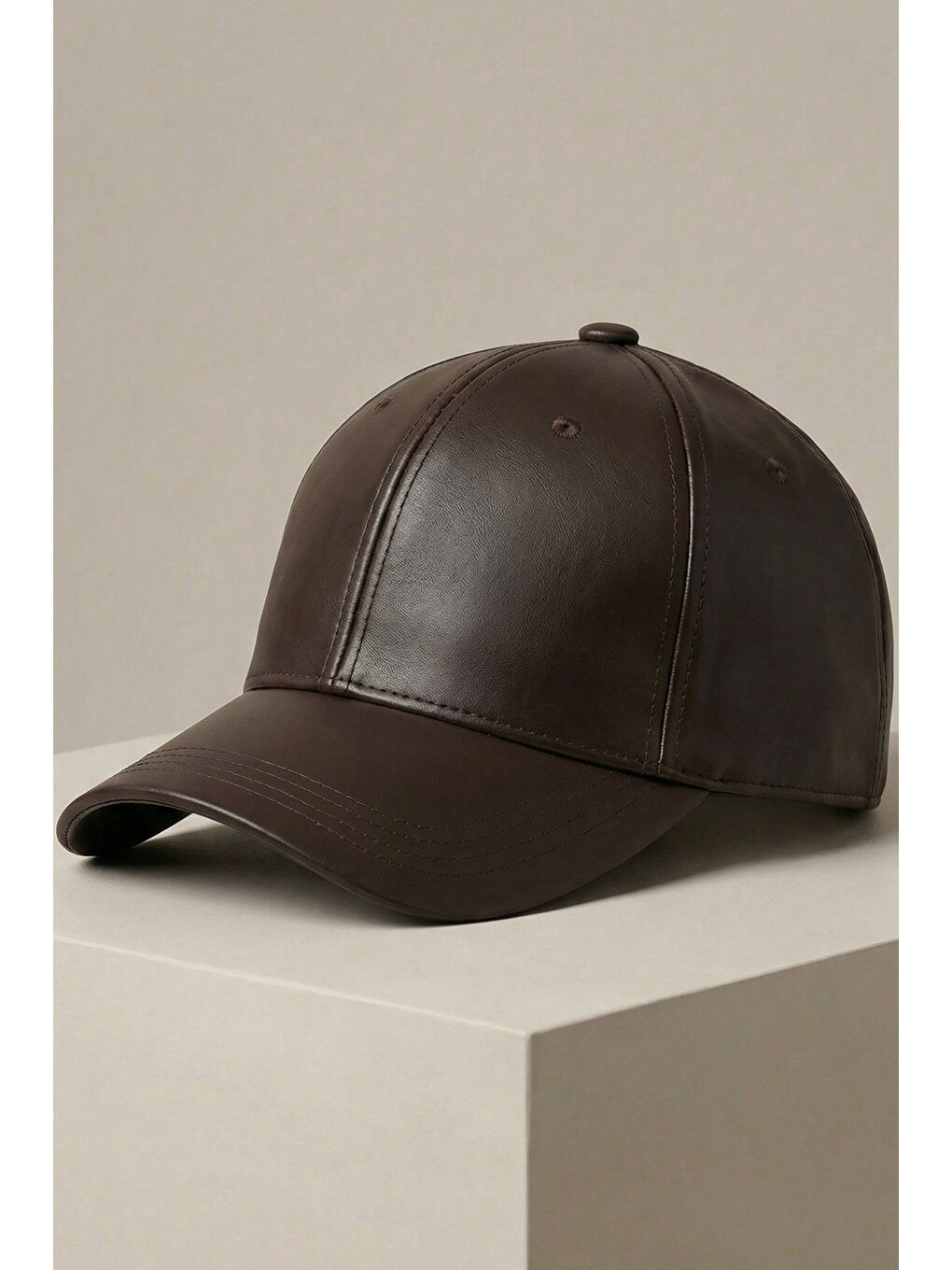 Kadın Suni Deri Şapka 010195 - Kahverengi-1