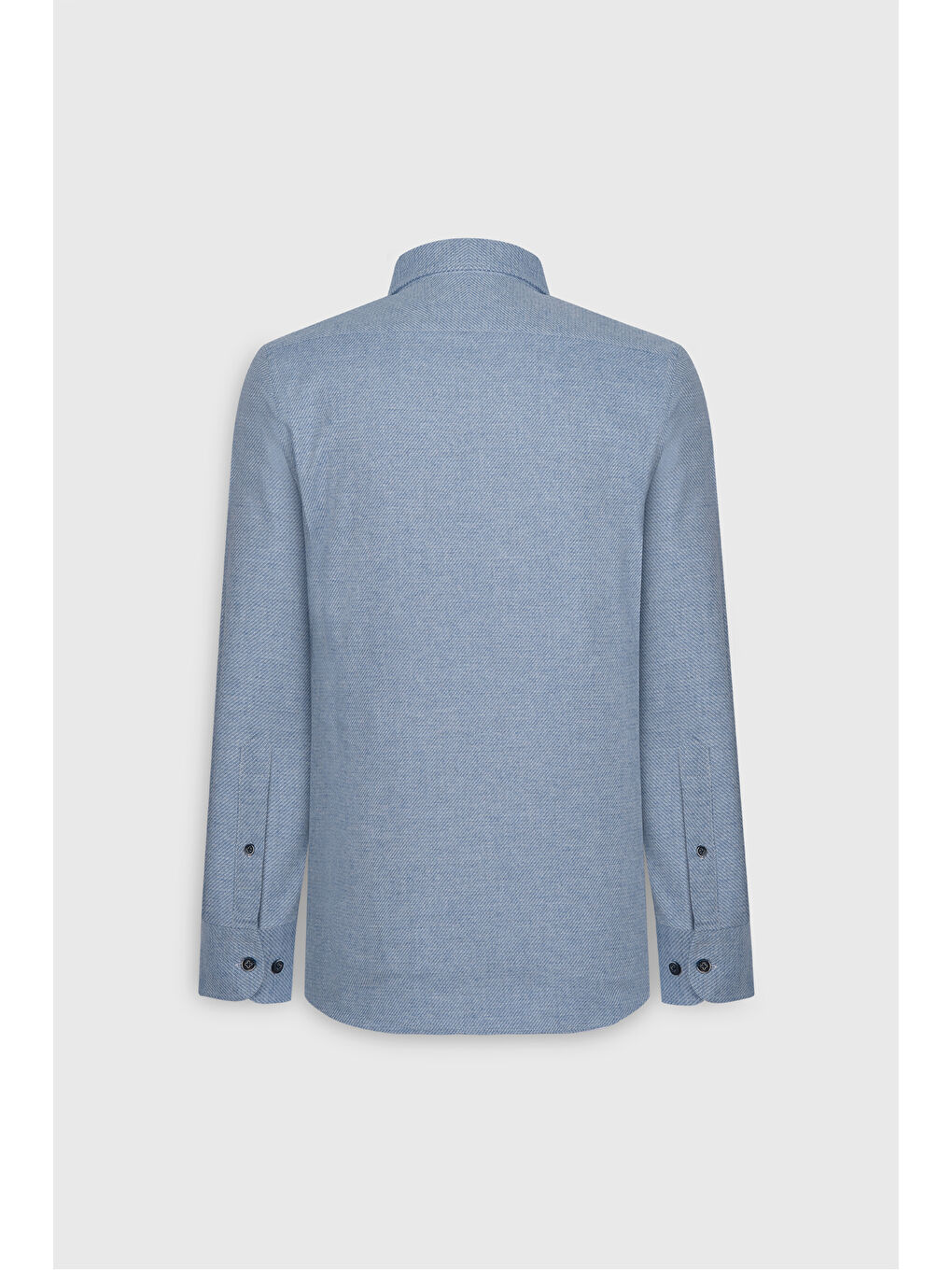 Erkek Mavi Slim Fit Dar Kesim Klasik Yaka Flanel Gömlek-9