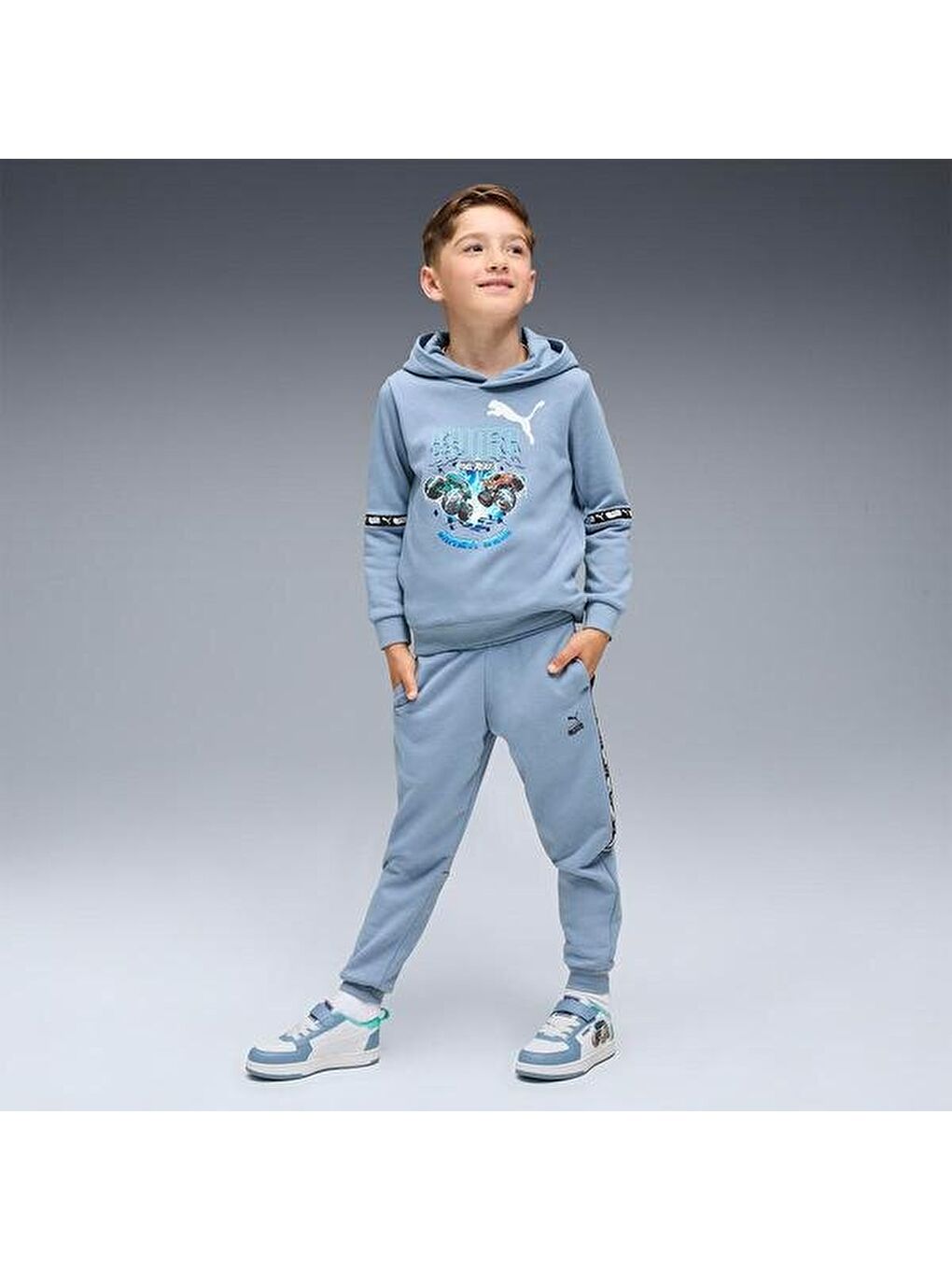 Hot Wheels Çocuk Mavi Kapüşonlu Sweatshirt-2